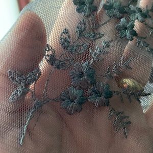 Sheer embroidered top with hood